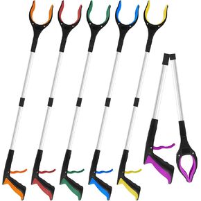 6 Pack Heavy Duty Grabber Reacher Tools for Seniors，32" Foldable Trash Picker with 360° Rotating Head & Non-Slip Grip, Long Reach Mobility Aid for Elderly, Outdoor Cleaning & Arm Extension in Kuwait