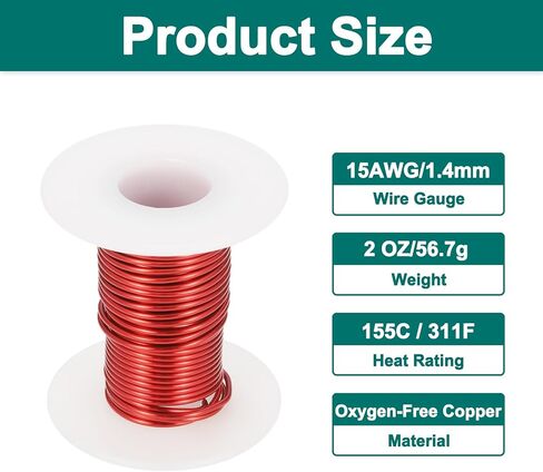 MECCANIXITY 32 AWG Magnet Wire, 32 Gauge Enameled Copper Wire, 2 oz Magnetic Coil Wire for Transformer, Motor, Electric, 155C(311F) in Saudi Arabia