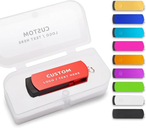 High-Speed Custom USB Drive 100 Pack, 360° Swivel Design Personalized USB Flash Drive with Logo, Perfect for Students & Businesses (2G,with Plastic Box) in Saudi Arabia