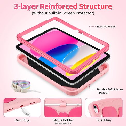 حالة لـ iPad (A16) الجيل الحادي عشر 11 بوصة 2025/لجيل iPad العاشر 10.9 بوصة 2022 غطاء الكمبيوتر اللوحي مع حزام الكتف والبناد in Kuwait