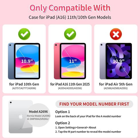 حالة لـ iPad (A16) الجيل الحادي عشر 11 بوصة 2025/لجيل iPad العاشر 10.9 بوصة 2022 غطاء الكمبيوتر اللوحي مع حزام الكتف والبناد in Kuwait
