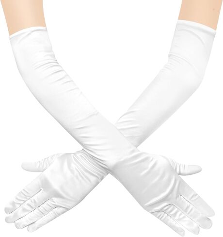 JUNART Long Satin Gloves,Elegant Elbow Length Gloves for Opera Party, Wedding, Evening Dresses,Carnival Costume, Dance in Saudi Arabia