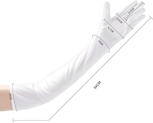 JUNART Long Satin Gloves,Elegant Elbow Length Gloves for Opera Party, Wedding, Evening Dresses,Carnival Costume, Dance in Saudi Arabia
