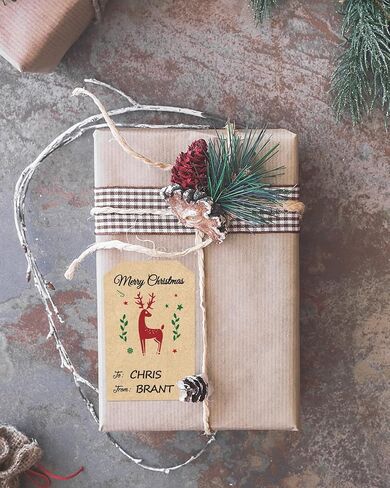 300 Pcs Self Adhesive Christmas Tag Stickers, 2.95 x 1.6 Inch Gift Tags for Christmas Presents, Xmas Stickers for Decorative Greeting Cards, Envelopes & Gift Wraps in Kuwait