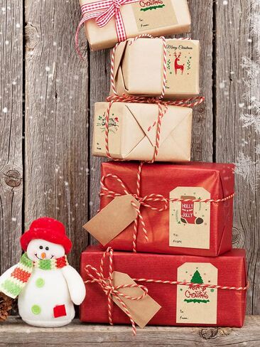 300 Pcs Self Adhesive Christmas Tag Stickers, 2.95 x 1.6 Inch Gift Tags for Christmas Presents, Xmas Stickers for Decorative Greeting Cards, Envelopes & Gift Wraps in Kuwait