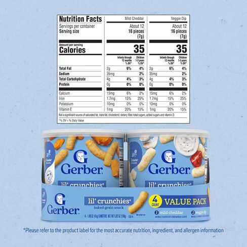 Gerber Lil' Crunchies, Cheddar and Veggie Dip, 1.48 Ounce, 4 Count in Saudi Arabia
