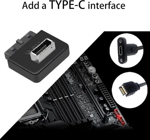 WLGQ USB 3.0 19-DOP إلى محول USB 3.2 Type E ، محول اللوحة الأم الداخلية ، منفذ اللوحة الأمامية من النوع C ، الأسود in Kuwait