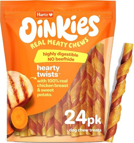 Hartz Oinkies Chew Bones with Real Chicken Breast, Rawhide Free Dog Treats, Highly Digestible Dog Chews, 25 Count in Saudi Arabia