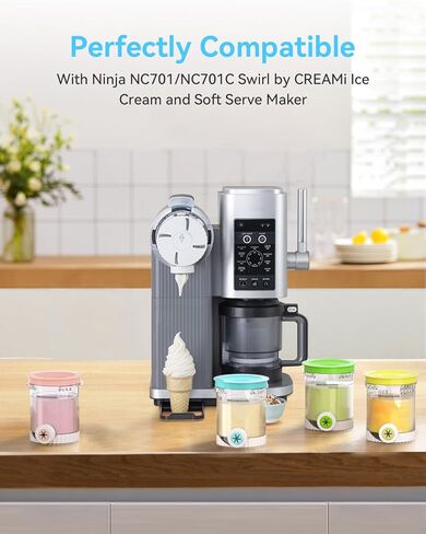 Creami Swirl Pints and Lids NC701 NC701C Compatible with Ninja Swirl CREAMi Ice Cream and Soft Serve Maker (NC700 Series), Food-grade & Dishwasher Safe, Creami Swirl Containers NC701, 2 Pack in Saudi Arabia