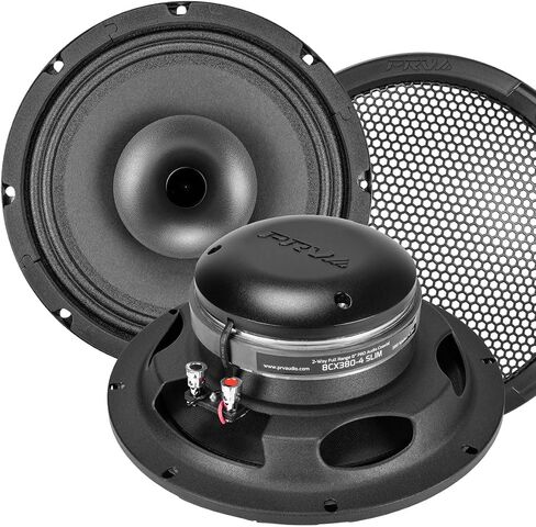 PRV AUDIO 8" Shallow Coaxial Car Audio Speaker 8CX380-4 Slim Loudspeaker with Built-in Tweeter Driver and Grill Included 380 Watts 4 Ohm (Single) in Kuwait