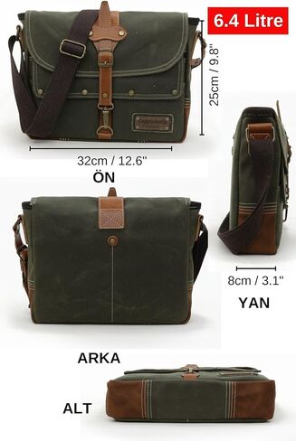 Cappadocia Vintage Antiochia 4046 Messenger Bag, Leather Detailed Shoulder Laptop Bag, Unisex Style for Daily, Travel in Saudi Arabia