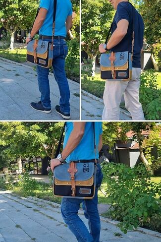 Cappadocia Vintage Antiochia 4046 Messenger Bag, Leather Detailed Shoulder Laptop Bag, Unisex Style for Daily, Travel in Saudi Arabia