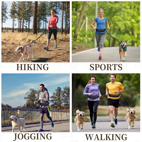 Waist Leash for Dog Walking, Waist Running Leash with Zipper, Walking Pouch for Dog Walking, Reflective Dual Padded Handles Walking Leashs, Bungee Retractable Running for Medium to Large Dogs in Saudi Arabia