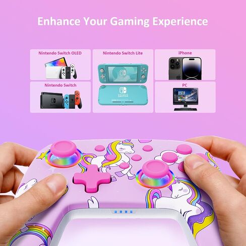 Nexigo Wireless Controller (No Deadzone) للمفتاح 2 والتبديل ، وحدات التحكم في Bluetooth لمفتاح Nintendo مع الاهتزاز ، والحركة ، وتوربو وضوء LED (السديم الكوني) in Saudi Arabia