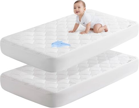 وسادة حماية مرتبة سرير الأطفال المقاومة للماء من SLEEP ZONE - غطاء مرتبة أطفال مبطن ومجهز مقاس 28 بوصة × 52 بوصة - وسادة مرتبة ناعمة قابلة للتنفس للأطفال الصغار بدون ضوضاء - جيب عميق 14 بوصة in Kuwait