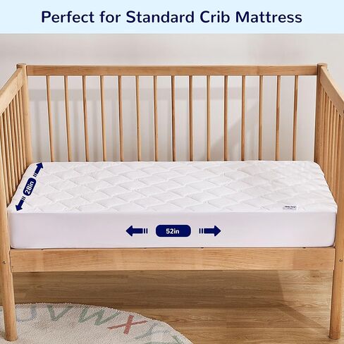 وسادة حماية مرتبة سرير الأطفال المقاومة للماء من SLEEP ZONE - غطاء مرتبة أطفال مبطن ومجهز مقاس 28 بوصة × 52 بوصة - وسادة مرتبة ناعمة قابلة للتنفس للأطفال الصغار بدون ضوضاء - جيب عميق 14 بوصة in Kuwait