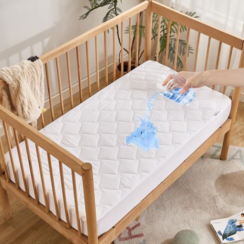 وسادة حماية مرتبة سرير الأطفال المقاومة للماء من SLEEP ZONE - غطاء مرتبة أطفال مبطن ومجهز مقاس 28 بوصة × 52 بوصة - وسادة مرتبة ناعمة قابلة للتنفس للأطفال الصغار بدون ضوضاء - جيب عميق 14 بوصة in Kuwait