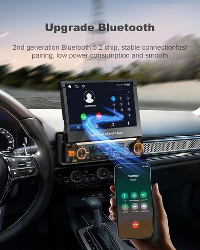 y-metdrviing محرك واحد دين واحد DIN سلكية سلكية Carplay Car Stereo مع Bluetooth 5.1 ، 7 بوصة الوجه الشاشة راديو مشغل MP5 ، قم بوجه ستيريو السيارة مع Android Auto ، Link Link/USB/FM/Backup Camera in Kuwait