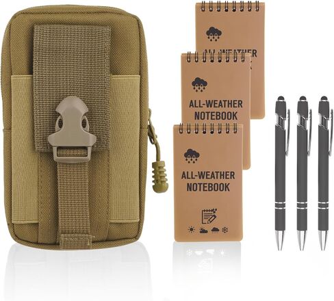 7 Pack Waterproof Notebook Set, 3×5 Inch Waterproof Notepad with Weatherproof Pen Multi Functional Waist, Write in The Rain Water Proof Notebook Field Cover for Outdoor Activities Recording, Black in Saudi Arabia