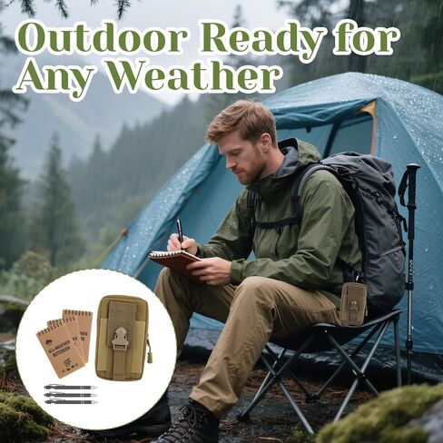 7 Pack Waterproof Notebook Set, 3×5 Inch Waterproof Notepad with Weatherproof Pen Multi Functional Waist, Write in The Rain Water Proof Notebook Field Cover for Outdoor Activities Recording, Black in Saudi Arabia