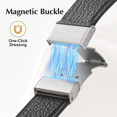 فرنسي Goatskin Leather Watch Band مع مشبك مغناطيسي لسلسلة Apple Watch Series 10 9 8 7 6 5 4 SE SE2 Ultra 2 للنساء والرجال ، حزام جلدي لـ IWatch 38mm 40mm 41mm 42mm 44mm 45mm 46mm 49mm in Saudi Arabia