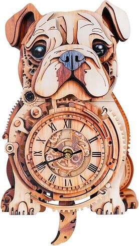 3D Wooden Puzzles for Adults Model Kit Detective Cat Clock, Mechanical Model Building Kits DIY Hobbies for Women Men, Vintage Wall Clock Puzzle Cat Lover Gifts for Adults Craft Gift Home Decor in Saudi Arabia