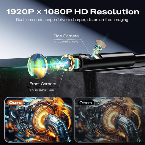 كاميرا تفتيش Borescope من المنظار مع الضوء ، 4.3 "IPS 1920p HD كاميرا ، 7.9 مم IP67 مقاوم للماء مع 8 LED قابلة للتعديل ، كابل الأفعى شبه المقصود 16.4 قدم لمجاري الصرف الصحي ، محرك السيارات ، الأنابيب ، HVAC in Kuwait