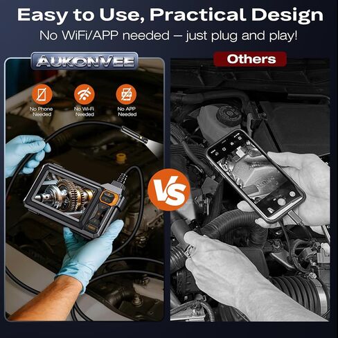 كاميرا تفتيش Borescope من المنظار مع الضوء ، 4.3 "IPS 1920p HD كاميرا ، 7.9 مم IP67 مقاوم للماء مع 8 LED قابلة للتعديل ، كابل الأفعى شبه المقصود 16.4 قدم لمجاري الصرف الصحي ، محرك السيارات ، الأنابيب ، HVAC in Kuwait