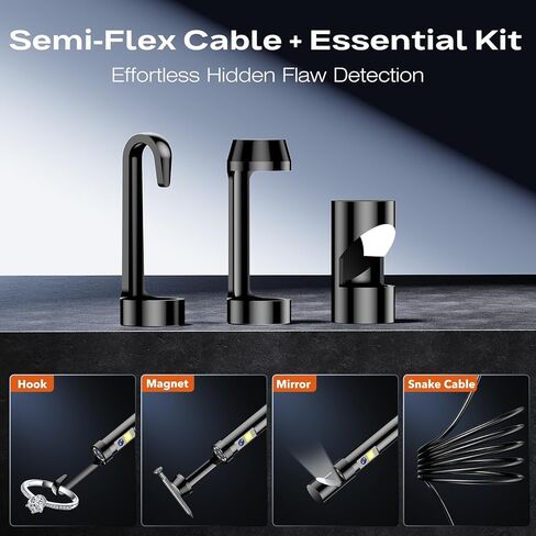 كاميرا تفتيش Borescope من المنظار مع الضوء ، 4.3 "IPS 1920p HD كاميرا ، 7.9 مم IP67 مقاوم للماء مع 8 LED قابلة للتعديل ، كابل الأفعى شبه المقصود 16.4 قدم لمجاري الصرف الصحي ، محرك السيارات ، الأنابيب ، HVAC in Kuwait