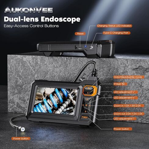 كاميرا تفتيش Borescope من المنظار مع الضوء ، 4.3 "IPS 1920p HD كاميرا ، 7.9 مم IP67 مقاوم للماء مع 8 LED قابلة للتعديل ، كابل الأفعى شبه المقصود 16.4 قدم لمجاري الصرف الصحي ، محرك السيارات ، الأنابيب ، HVAC in Kuwait
