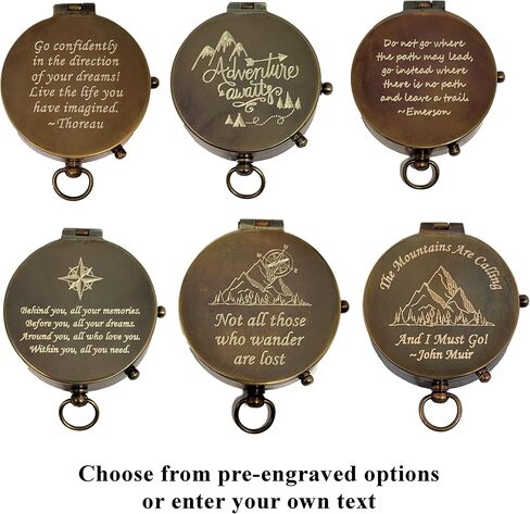 Personalized Antique Brass Pocket Compass with Custom Engraving – Engraved Compass Gift for Graduation, Father’s Day, Anniversary, Travel, or Family Heirloom – Optional Hardwood Box in Kuwait