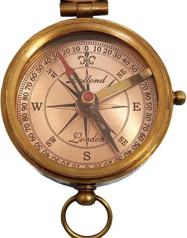 Personalized Antique Brass Pocket Compass with Custom Engraving – Engraved Compass Gift for Graduation, Father’s Day, Anniversary, Travel, or Family Heirloom – Optional Hardwood Box in Kuwait