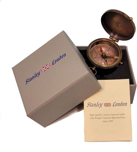 Personalized Antique Brass Pocket Compass with Custom Engraving – Engraved Compass Gift for Graduation, Father’s Day, Anniversary, Travel, or Family Heirloom – Optional Hardwood Box in Kuwait