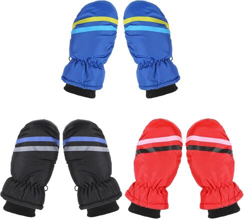 Kids Winter Ski Gloves, 3 Pairs Waterproof Warm Snow Mittens Toddler Snow Gloves for Outdoor Activities Cold Weather in Saudi Arabia