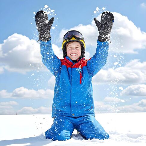 Kids Winter Ski Gloves, 3 Pairs Waterproof Warm Snow Mittens Toddler Snow Gloves for Outdoor Activities Cold Weather in Saudi Arabia