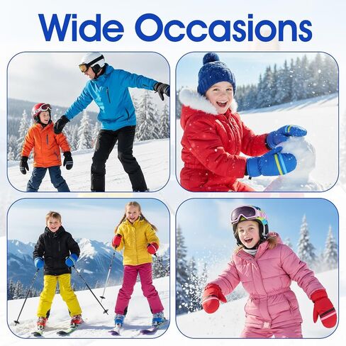 Kids Winter Ski Gloves, 3 Pairs Waterproof Warm Snow Mittens Toddler Snow Gloves for Outdoor Activities Cold Weather in Saudi Arabia