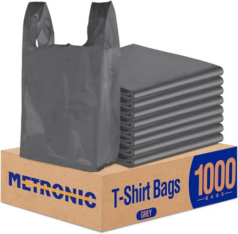 Metronic 1000 Count White أشكر الأكياس مع مقابض ، 12 "× 6.5" × 21 "أكياس تحمل البلاستيك لتجارة التجزئة ، السوبر ماركت ، حقيبة تسوق البقالة لتعبئة القميص ، تناول الطعام ، متاجر ، بكميات كبيرة in Kuwait