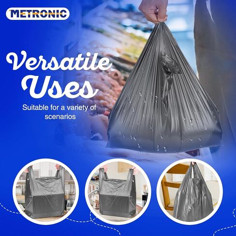 Metronic 1000 Count White أشكر الأكياس مع مقابض ، 12 "× 6.5" × 21 "أكياس تحمل البلاستيك لتجارة التجزئة ، السوبر ماركت ، حقيبة تسوق البقالة لتعبئة القميص ، تناول الطعام ، متاجر ، بكميات كبيرة in Kuwait