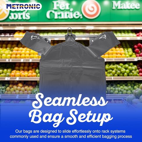 Metronic 1000 Count White أشكر الأكياس مع مقابض ، 12 "× 6.5" × 21 "أكياس تحمل البلاستيك لتجارة التجزئة ، السوبر ماركت ، حقيبة تسوق البقالة لتعبئة القميص ، تناول الطعام ، متاجر ، بكميات كبيرة in Kuwait