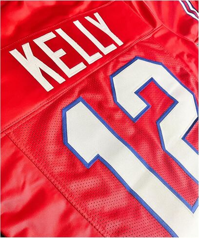 Jim Kelly Jersey Red Buffalo | Unisex Adult Sizes S-5XL Unsigned Custom Sewn Stitched in Saudi Arabia
