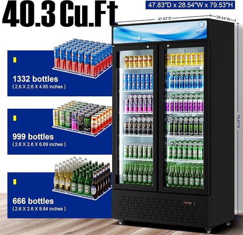 ثلاجة تجارية برودة المشروبات 10 cu.ft. ثلاجة شاشة الباب الزجاجي مع ضوء LED ، 5 أرفف ، عرض Beverage Beverage Sergeratorfor Restaurant Par Store (10 Cu.ft.) in Kuwait