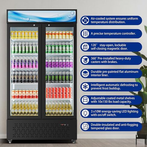 ثلاجة تجارية برودة المشروبات 10 cu.ft. ثلاجة شاشة الباب الزجاجي مع ضوء LED ، 5 أرفف ، عرض Beverage Beverage Sergeratorfor Restaurant Par Store (10 Cu.ft.) in Kuwait