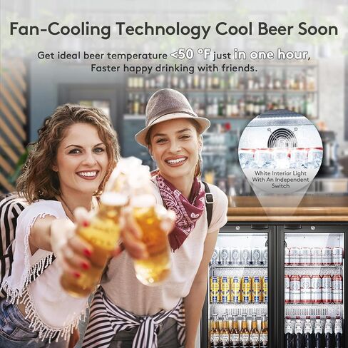 Bodegacooler تجاري للبلاطية الزجاجية ، 18.1 Cu.ft عرض تجاري التاجر الثلاجة ، بار مبرد مع ضوء LED ناعم ، أرفف قابلة للتعديل ، باب الألومنيوم ، أسود in Kuwait