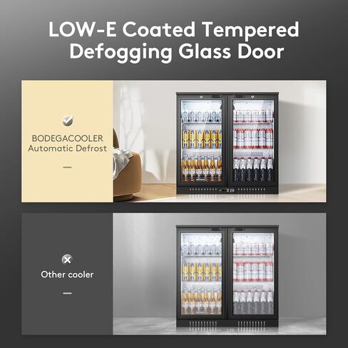 Bodegacooler تجاري للبلاطية الزجاجية ، 18.1 Cu.ft عرض تجاري التاجر الثلاجة ، بار مبرد مع ضوء LED ناعم ، أرفف قابلة للتعديل ، باب الألومنيوم ، أسود in Kuwait