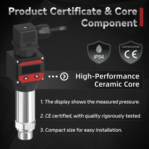 محول مستشعر ضغط Lefoo الرقمي 4-20MA مع شاشة LCD الرقمية (مزود الطاقة: 12-30VDC ، نطاق الضغط: 0-145psi) in Kuwait