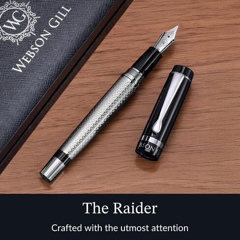 "Mirror" Chrome Luxury Executive Fountain Pen, Polished Chrome Silver Accents, Steel Nib, Easy Refill Ink Piston Converter, No Bleed No Smudge, Fits Our Instant Insert Quick Dry Ink Cartridges in Saudi Arabia