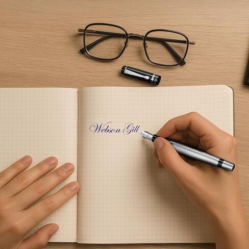 "Mirror" Chrome Luxury Executive Fountain Pen, Polished Chrome Silver Accents, Steel Nib, Easy Refill Ink Piston Converter, No Bleed No Smudge, Fits Our Instant Insert Quick Dry Ink Cartridges in Saudi Arabia