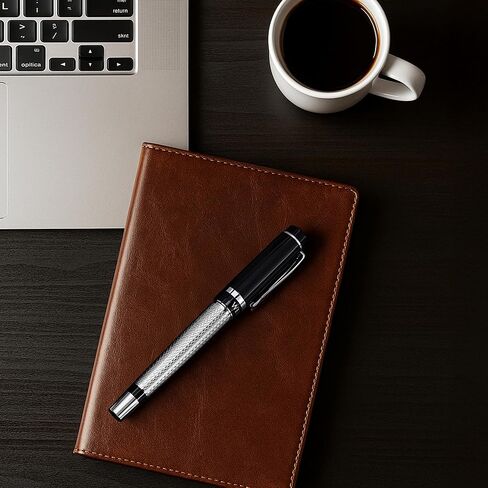 "Mirror" Chrome Luxury Executive Fountain Pen, Polished Chrome Silver Accents, Steel Nib, Easy Refill Ink Piston Converter, No Bleed No Smudge, Fits Our Instant Insert Quick Dry Ink Cartridges in Saudi Arabia