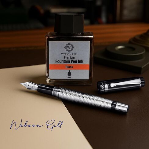 "Mirror" Chrome Luxury Executive Fountain Pen, Polished Chrome Silver Accents, Steel Nib, Easy Refill Ink Piston Converter, No Bleed No Smudge, Fits Our Instant Insert Quick Dry Ink Cartridges in Saudi Arabia