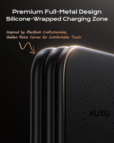 QI2.2 25W شاحن لاسلكي مغناطيسي ، قابلة للطي 3 في محطة شحن سفر لـ iPhone 17/16/15/14/13/12 ، 5W لـ Apple Watch & Airpods ، تصميم سبيكة الألومنيوم ، محول 45W GAN ، رمادي ، in Saudi Arabia